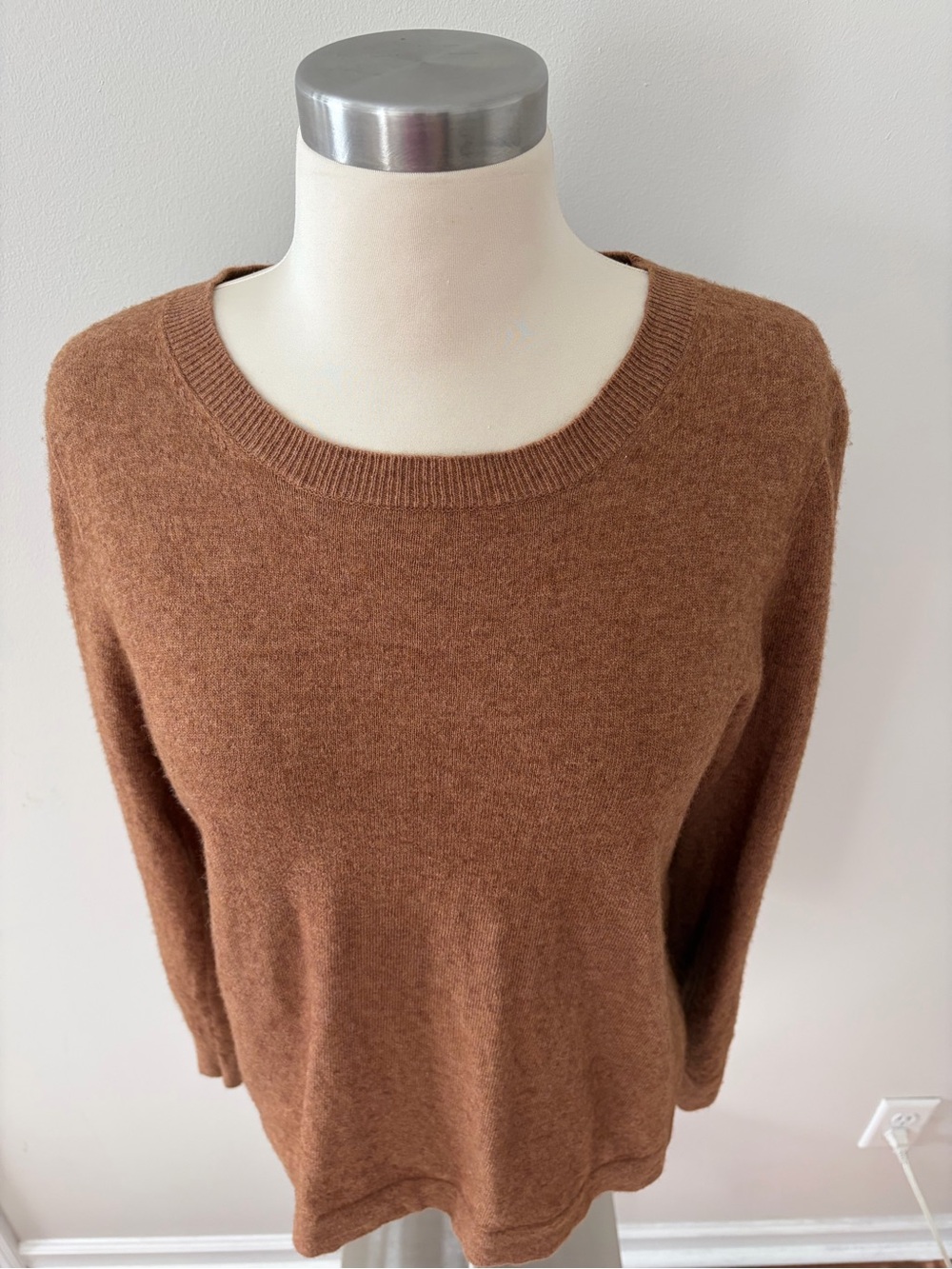 J. Crew Teddie Crewneck Sweater Warm Chestnut Cotton Wool Blend M Autumnal Layer - Picture 5 of 10